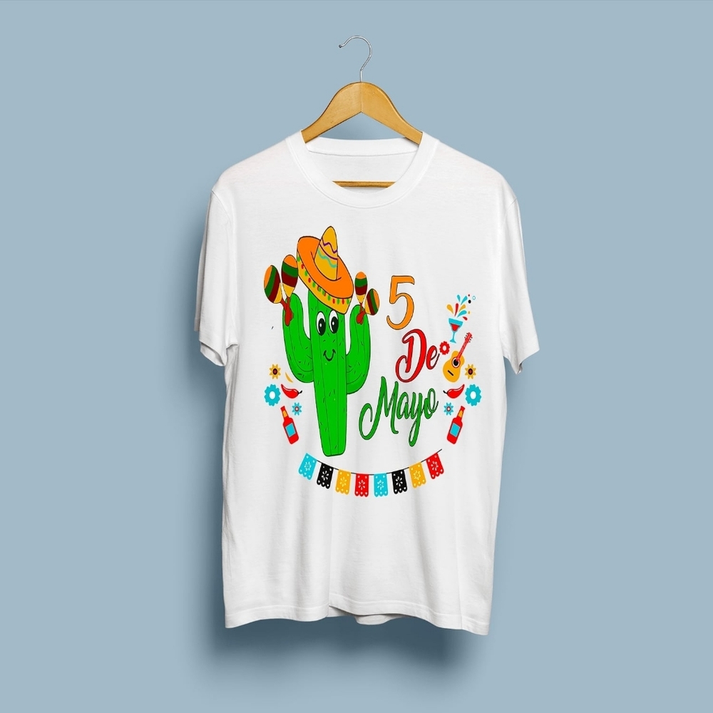 T shirt, White, And , Black, 5 de Mayo Design